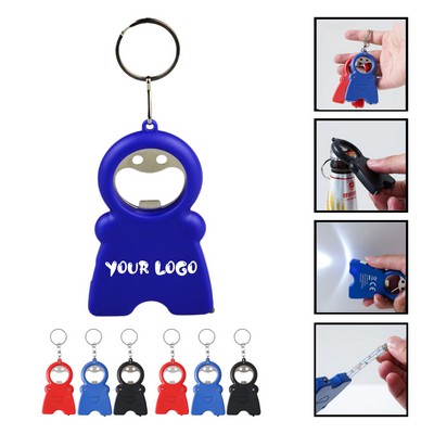 4 In 1 Keychain Bottle Opener Flashlight 3 Ft Measure Tape