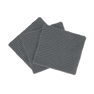 blomus Sharkskin Gray Knitted Dish Cloths (Set Of 3)