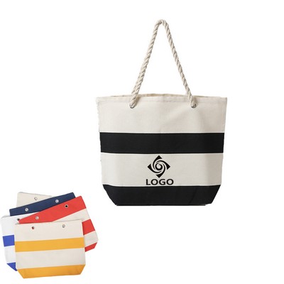 Canvas Tote Beach Bag With Rope Handle