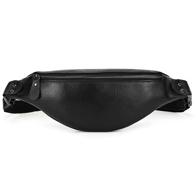 The Walcott Black Leather Fanny Pack Waist Bag (13.78"x4.53"x2.76")