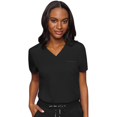 MedCouture Women's V-neck Tuck Scrub Top