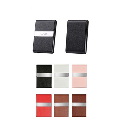 PU Leather Stainless Steel Business Card Holder