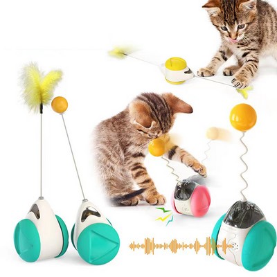 Interactive Cat Tumbler Toys w/Feather