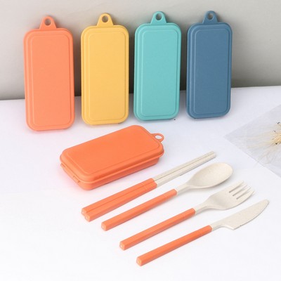 Reusable Folding Biodegradable Wheat Straw Cutlery Set