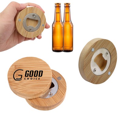 Wooden Round Beverage Beer Bottle Opener