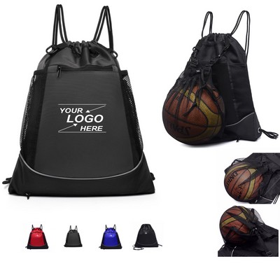 Mesh Ball Drawstring Backpack with Hidden Pocket