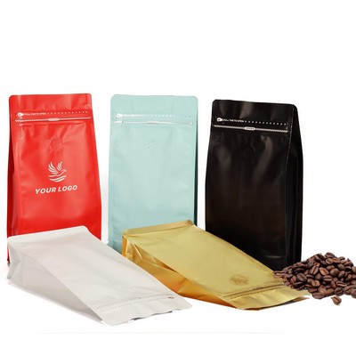 Resealable Zipper Pouch Coffee Storage Bags With Valve 16Oz