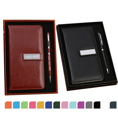 2 Pieces Business Gift Set: Notebook and Twist Ballpoint Pen (Black & Brown in Stock)