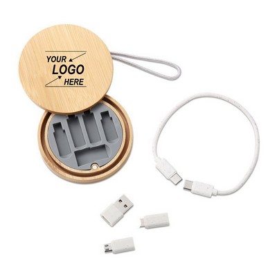 6-in-1 Multi USB Cable Set with Bamboo Storage Box