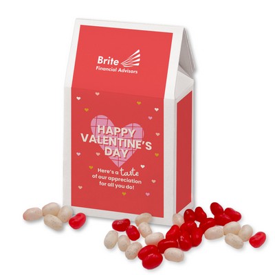 Red & White Jelly Belly® Jelly Beans in Gable Top Gift Box with Full Color Imprint