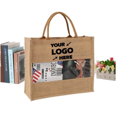 Burlap Tote Bags With Cotton Handles