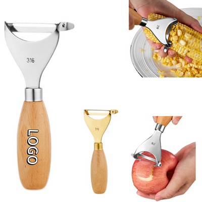 Stainless Steel 316 Y-Shaped Peeler with Wooden Handle