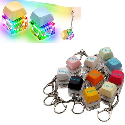 Colorful LED Light Keyboard Fidget Toys Keyboard Clicker Keychain