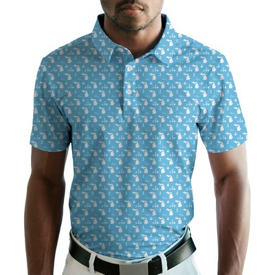 Men's Golf Polo - Pure Michigan Livin - Light Blue