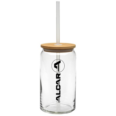 16 oz. Soda Glass with Bamboo Lid