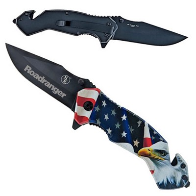 Survival/Rescue Knife with US Flag & Eagle Handle