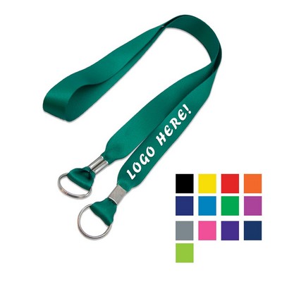 Custom Double Ended Lanyard w/ Metal Split Ring & Metal Crimp