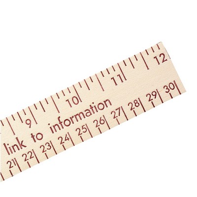 12" Natural Finish Flat Wooden Ruler (Spot Color)