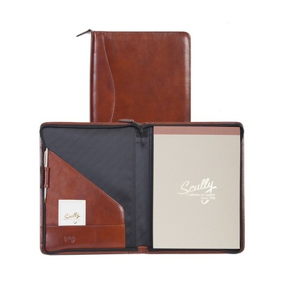 Italian Leather Letter Size Padfolio w/Zippered Closure