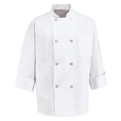 Red Kap® Eight Pearl Button White Chef Coat w/o Sleeve Pocket