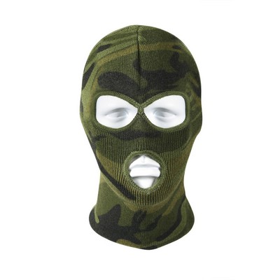 Deluxe Woodland Camouflage 3-Hole Face Mask