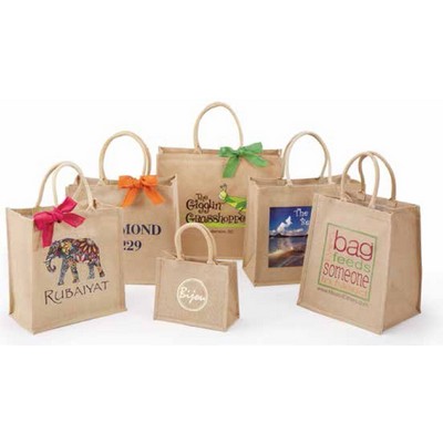 Premier Line Jute Shopping Bag w/Rope Handle Screen (13"x10"x 15")