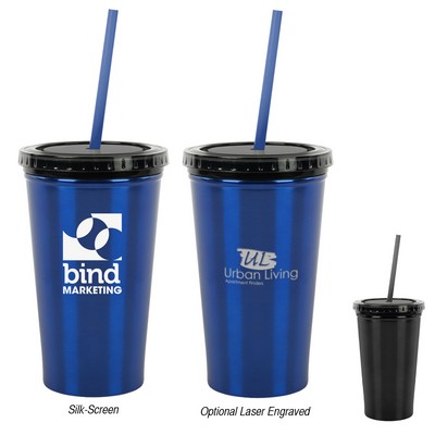 16 Oz. Stainless Steel Double Wall Tumbler