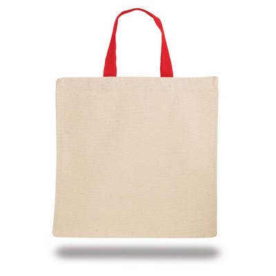 Natural Tote Bag w/ Short Contrasting Color Web Handles - blank (14"x14")