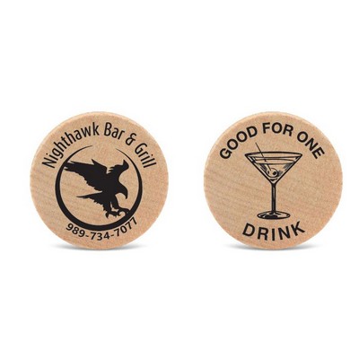 Wood Game Token 1.5" Wooden Nickel