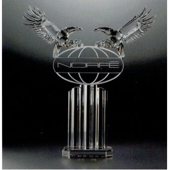 Hand Cut Lead Crystal Sculpture w/ Hand Blown American Eagles