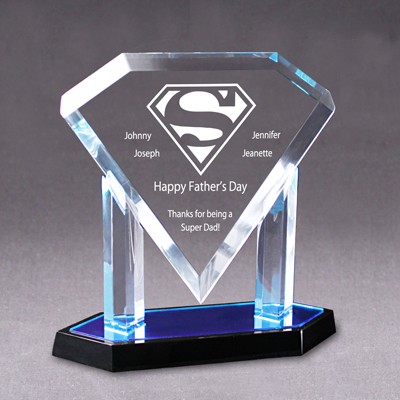 Acrylic Diamond Plaque Award-Blue Mirror-9.75"x10"