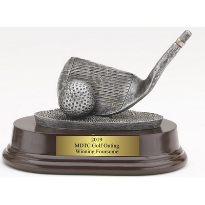 4" Golf - Pitching Wedge and Ball Resin Sculpture Award w/ Oblong Base