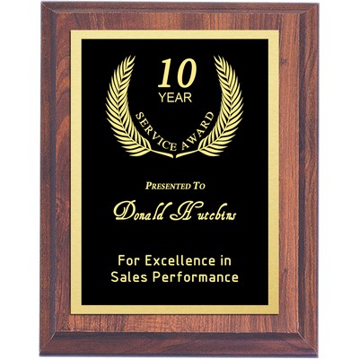 Digital Lasered Cherry Finish Award Plaque 7"x9"