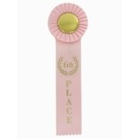 6th Place Pink Rosette Ribbon w/2" Space for Mylar Insert