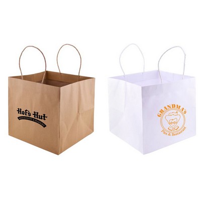 Low Minimum Printed White Kraft J-Fold Bag w/Wide Gusset (10¼"x10"x10")