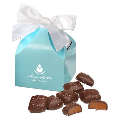 Chocolate Sea Salt Caramels in Robin's Egg Blue Gift Box