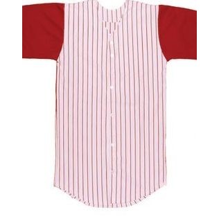 Adult 14 Oz. Warp Knit Pinstripe Baseball Jersey Shirt w/Full Button