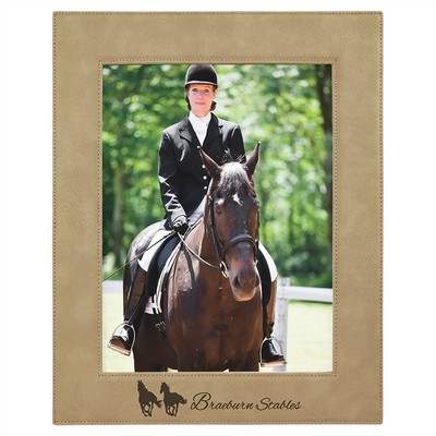 8" x 10" Light Brown Laserable Leatherette Picture Frame