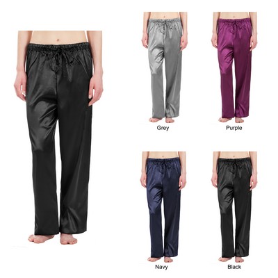 Women's Stretch Silky Satin Pajama Pants, Sleepwear, Lounge Wear