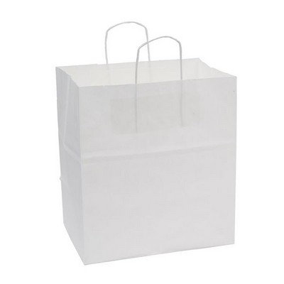 Food Service White Kraft Paper Super Royal Shopping Bag (14"x10"x15½")