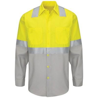 Red Kap Long Sleeve Hi-Visibility Color Block Work Shirt