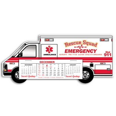 Ambulance Full Color Die-Cut Desk Calendar, Heavy Weight