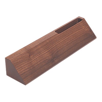 Genuine Walnut Desk Wedge with Business Card Holder, 10-1/2"L