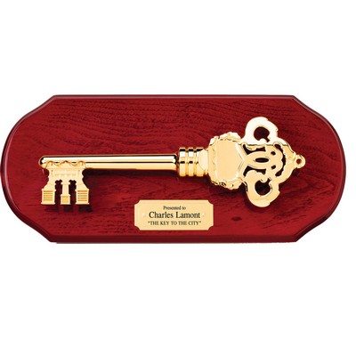 Cherry Finish Plaque with a heavy Die Cast Key