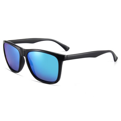 Sunglasses - Blue Mirror Lenses - Black Frames