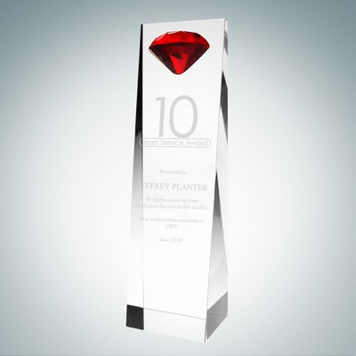 Embedded Red Diamond Crystal Award (L)