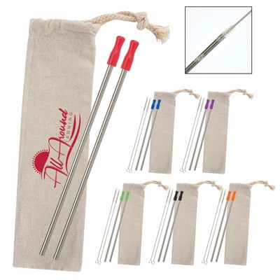 2-pack Stainless Straw Kit With Cotton Pouch