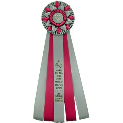 Custom Flower Rosette Ribbon w/ 5 Streamers (6 1/2"x24")