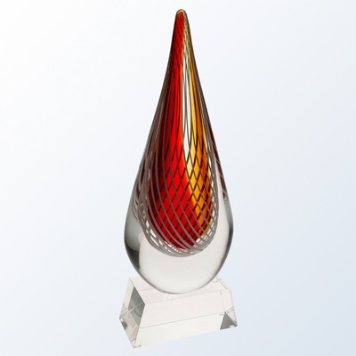 Red Swirl Art Glass Award, 13"H