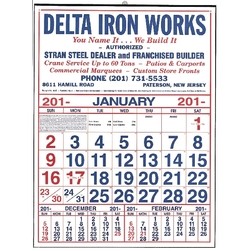 Commercial 12-Sheet 3 Month View Calendar-19"x26" (Thru 4/30)